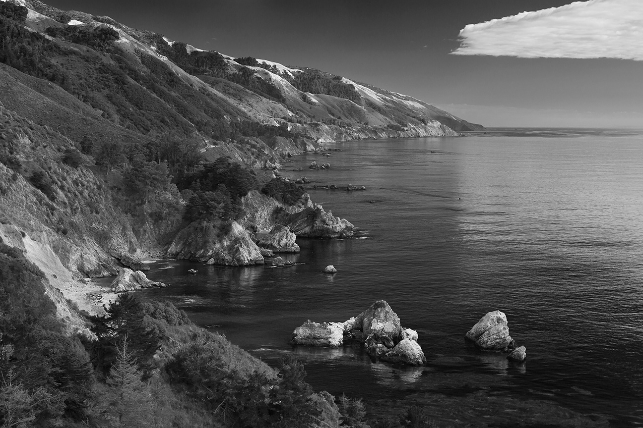 Big Sur Coastline Black and White
