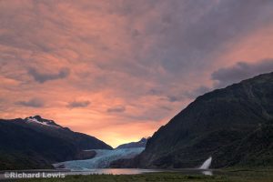 Mendenhall Hall Glacier in Alaska at Dawn