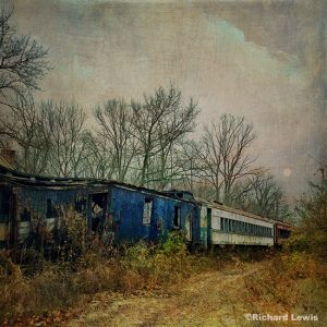 Old Train in Red White and Blue by Richard Lewis