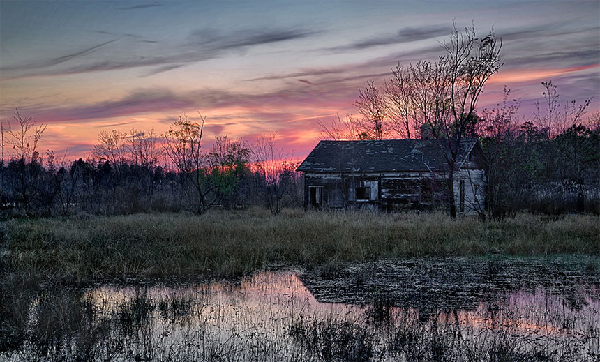 Sunset At The Old Cabin by Richard Lewis