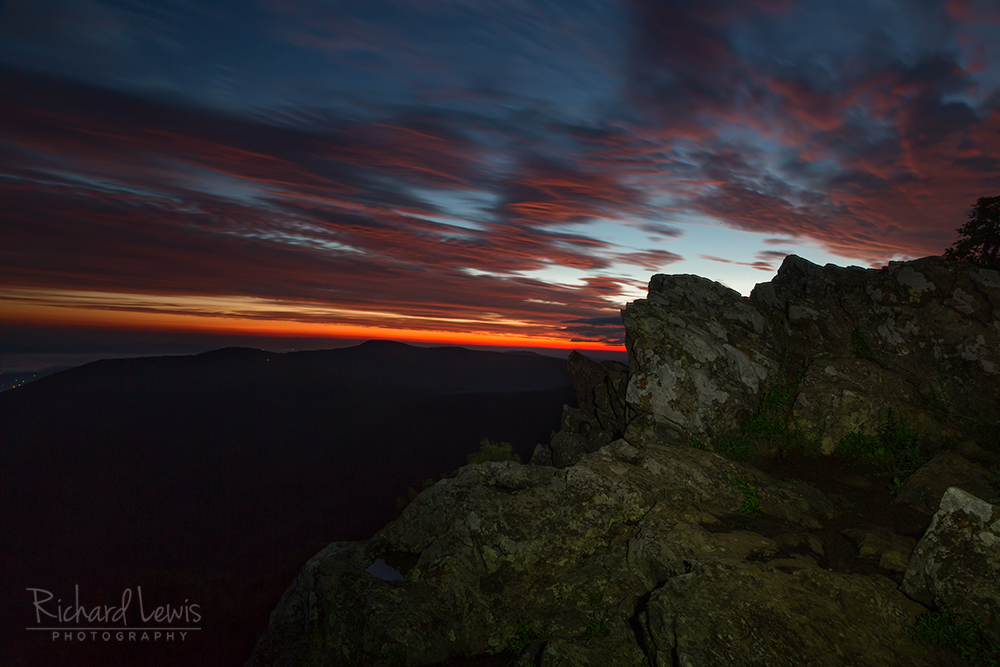 First Light on Hawksbill Mountain Shenandoah National Park by Richard Lewis