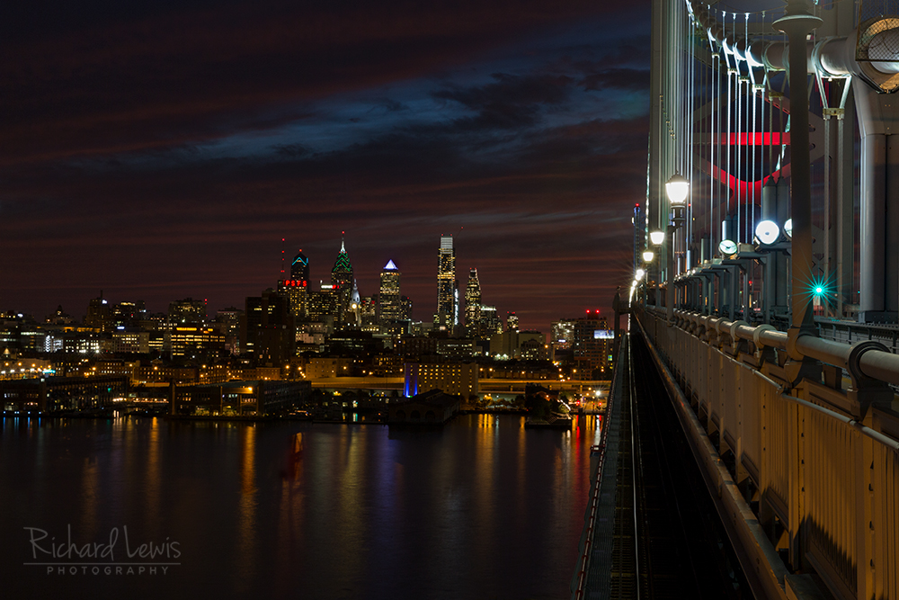 Philadelphia Evening Ben Franklin Bridge by Richard Lewis